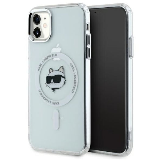 Custodia MagSafe per Apple iPhone 11, Karl Lagerfeld, IML Metal Choupette's Head, Bianca