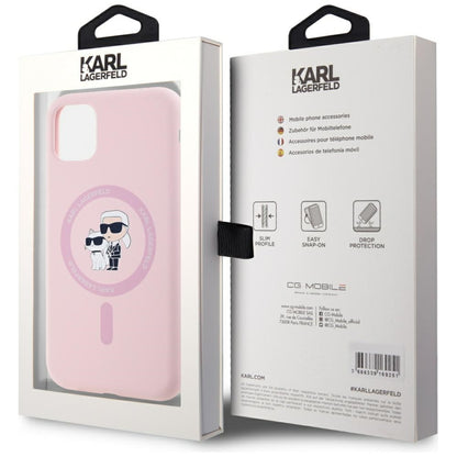 Coque MagSafe pour Apple iPhone 11, Karl Lagerfeld, Silicone Karl & Choupette, Rose