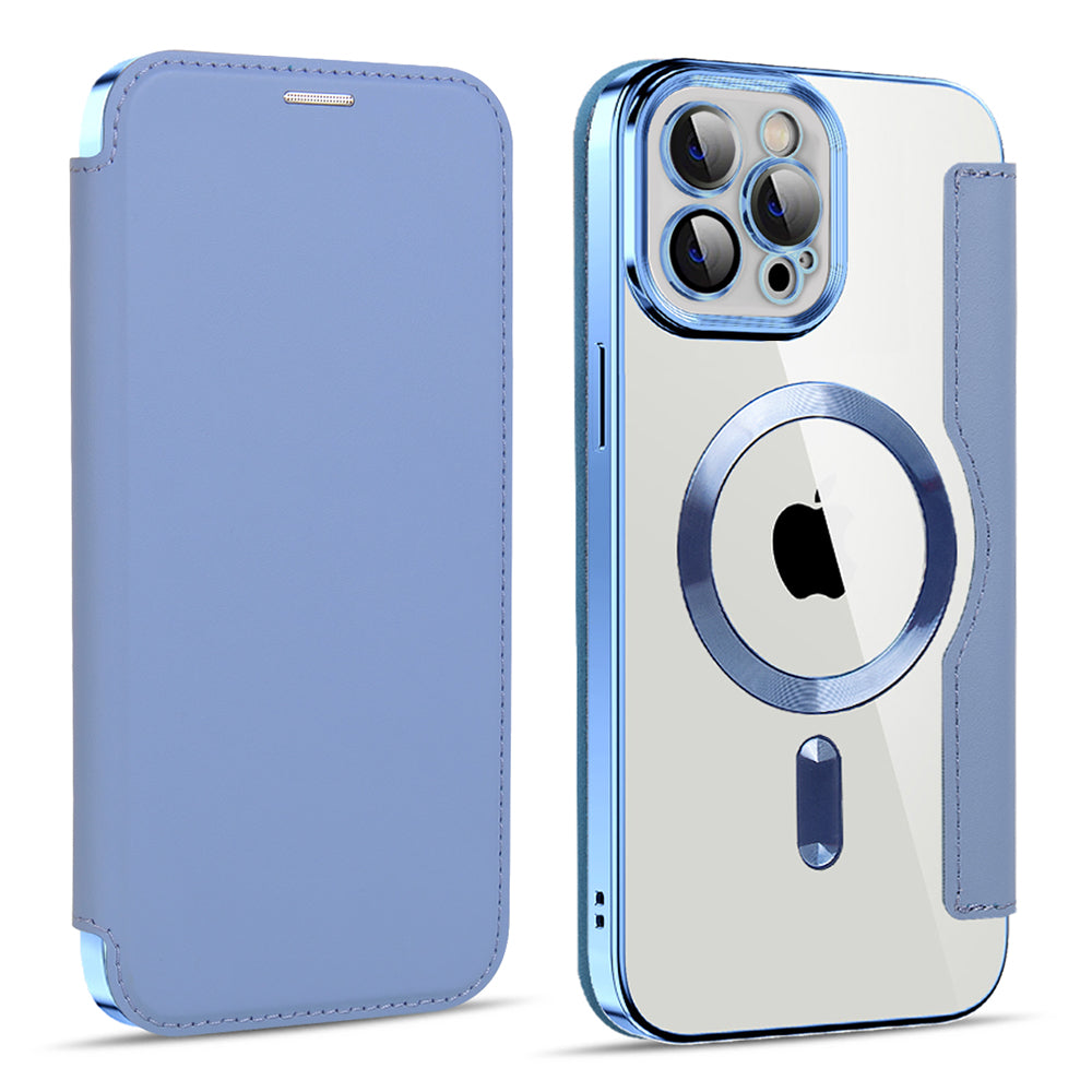 Coque MagSafe pour Apple iPhone 11 Pro Max, Techsuit, SmartMag Book, Bleu