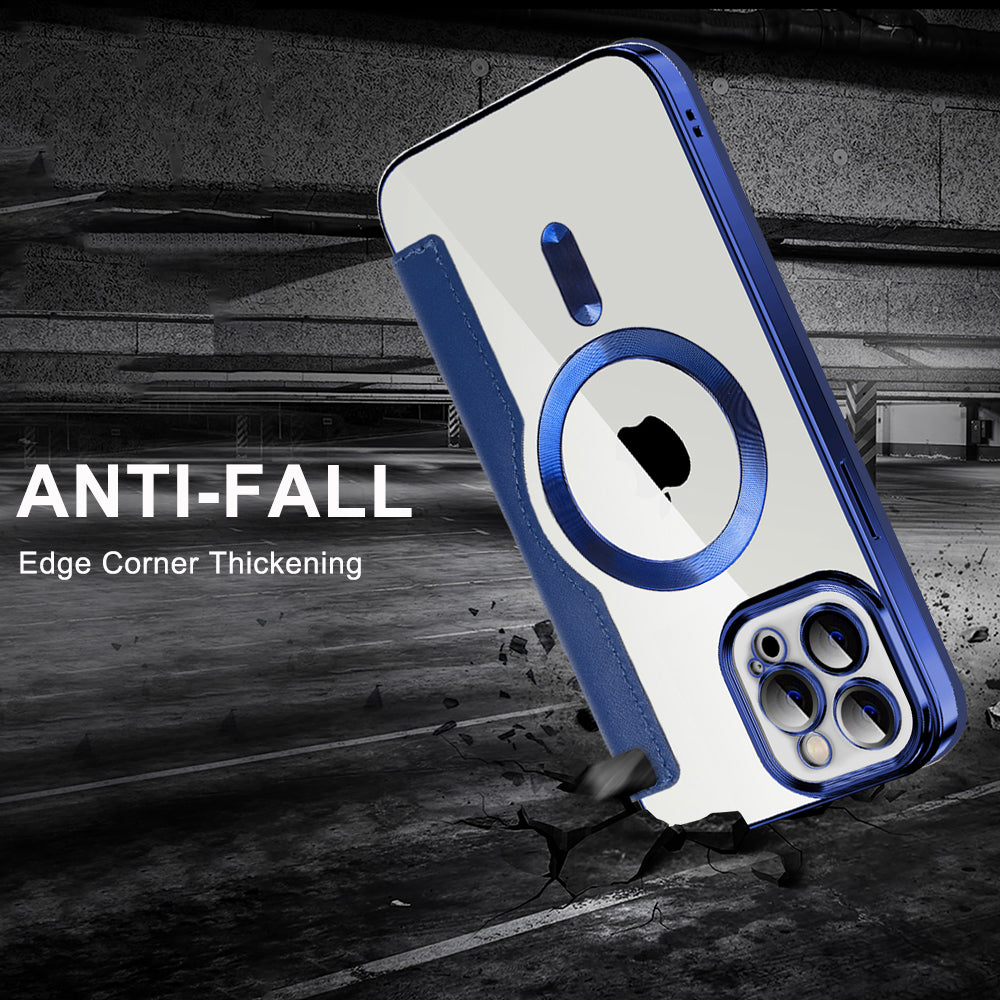 Coque MagSafe pour Apple iPhone 11 Pro Max, Techsuit, SmartMag Book, Bleu