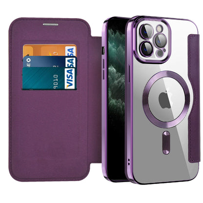 Custodia MagSafe per Apple iPhone 11 Pro Max, Techsuit, SmartMag Book, Viola