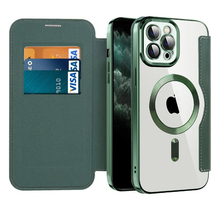 Custodia MagSafe per Apple iPhone 11 Pro Max, Techsuit, SmartMag Book, Verde