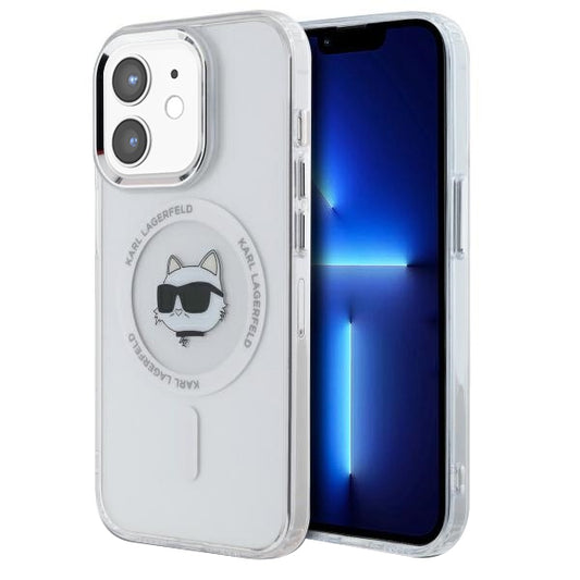 Custodia MagSafe per Apple iPhone 12 / 12 Pro, Karl Lagerfeld, IML Metal Choupette's Head, Bianca