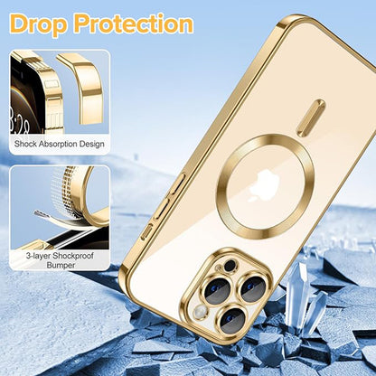Custodia MagSafe per Apple iPhone 12 Pro Max, Techsuit, Luxury Crystal, Dorata