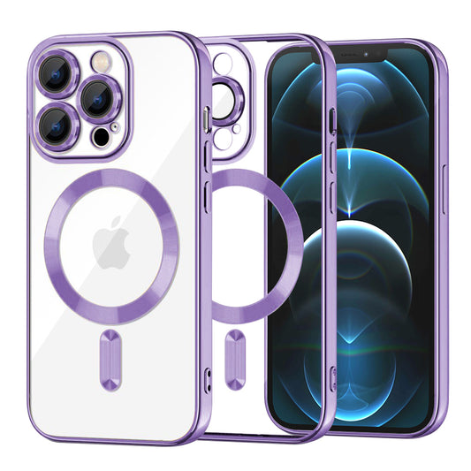 Custodia MagSafe per Apple iPhone 12 Pro Max, Techsuit, Luxury Crystal, Viola Chiaro