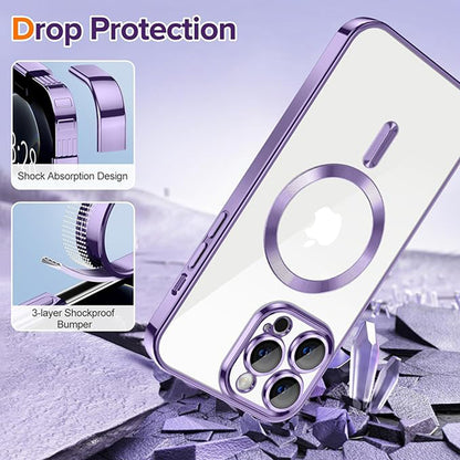Coque MagSafe pour Apple iPhone 12 Pro Max, Techsuit, Luxury Crystal, Violet Clair