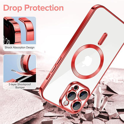 Coque MagSafe pour Apple iPhone 12 Pro Max, Techsuit, Luxury Crystal, Rouge