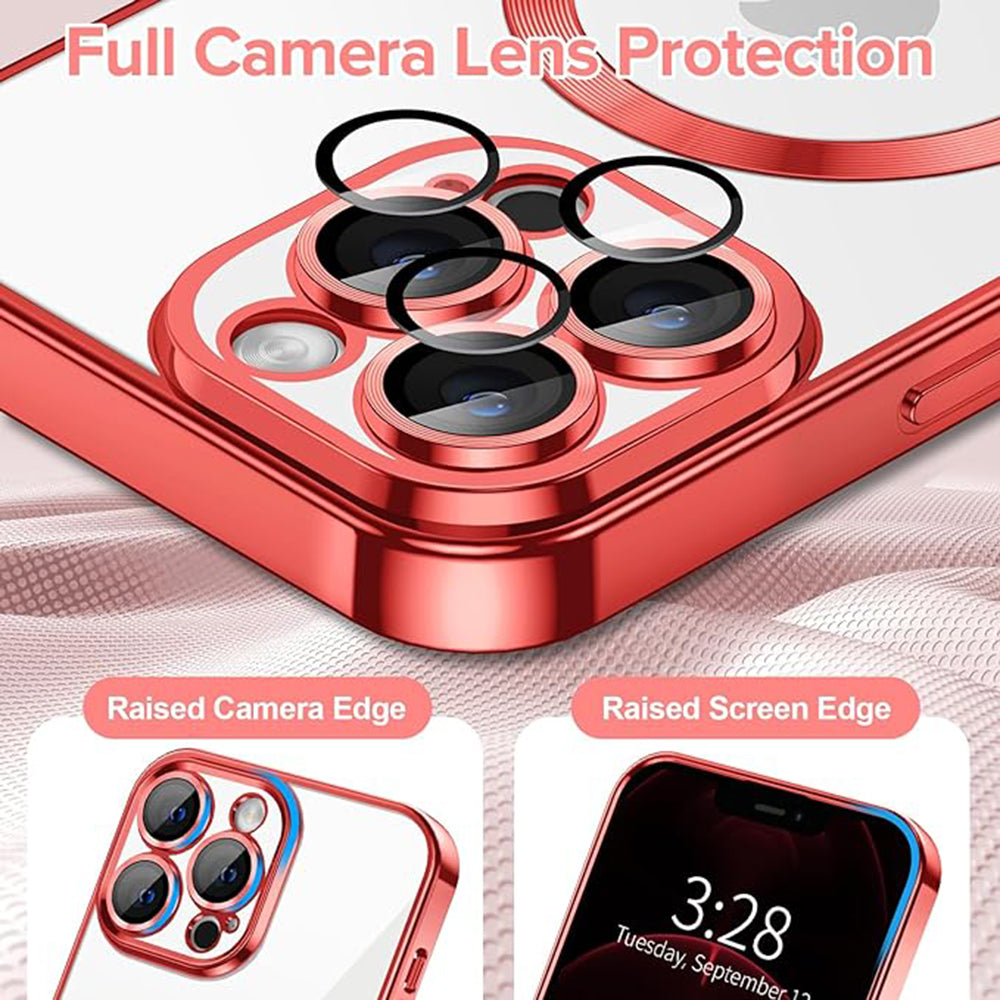 Coque MagSafe pour Apple iPhone 12 Pro Max, Techsuit, Luxury Crystal, Rouge