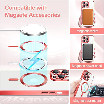 Coque MagSafe pour Apple iPhone 12 Pro Max, Techsuit, Luxury Crystal, Rouge