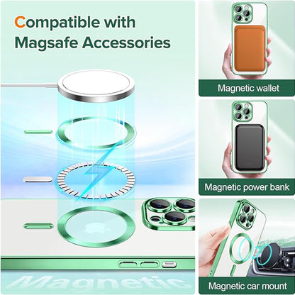 MagSafe Case for Apple iPhone 12 Pro Max, Techsuit, Luxury Crystal, Light Green