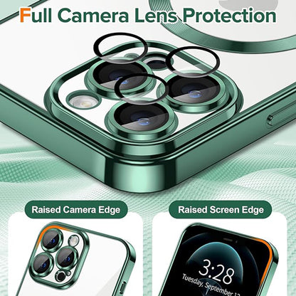 Coque MagSafe pour Apple iPhone 12 Pro Max, Techsuit, Luxury Crystal, Vert Foncé