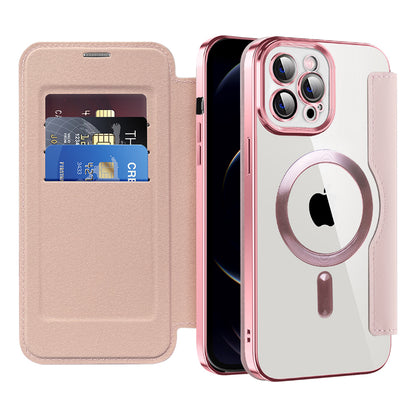 Custodia MagSafe per Apple iPhone 12 Pro Max, Techsuit, SmartMag Book, Rosa