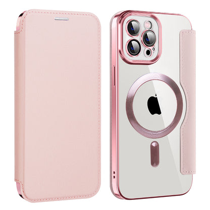 Custodia MagSafe per Apple iPhone 12 Pro Max, Techsuit, SmartMag Book, Rosa