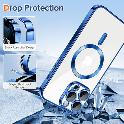 Coque MagSafe pour Apple iPhone 12 Pro, Techsuit, Luxury Crystal, Bleu Foncé