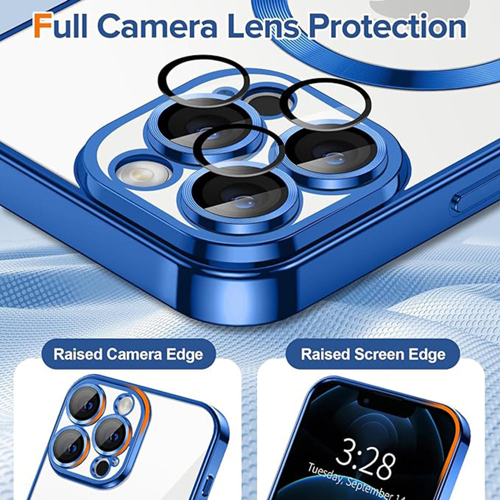 Coque MagSafe pour Apple iPhone 12 Pro, Techsuit, Luxury Crystal, Bleu Foncé