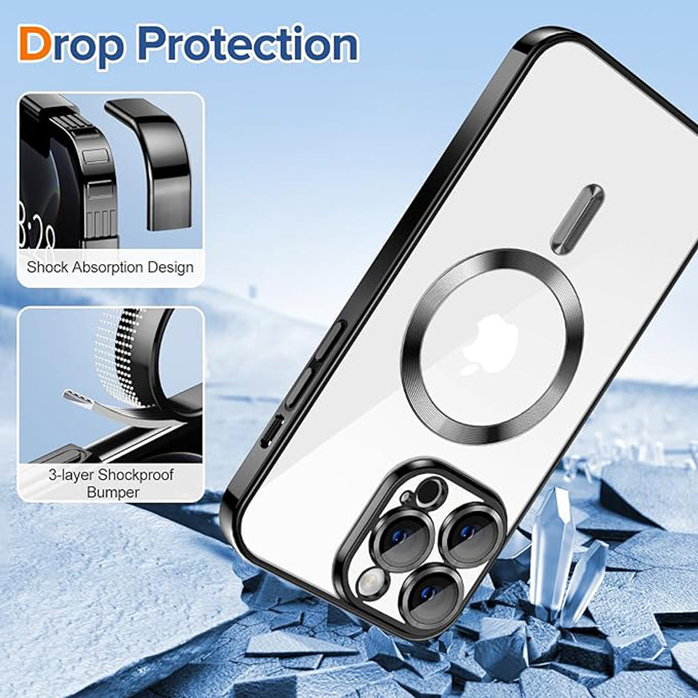 Coque MagSafe pour Apple iPhone 12 Pro, Techsuit, Luxury Crystal, Noire