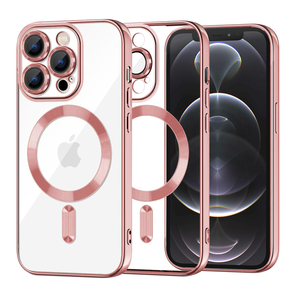 Custodia MagSafe per Apple iPhone 12 Pro, Techsuit, Luxury Crystal, Rosa