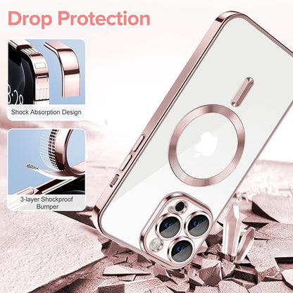 Custodia MagSafe per Apple iPhone 12 Pro, Techsuit, Luxury Crystal, Rosa
