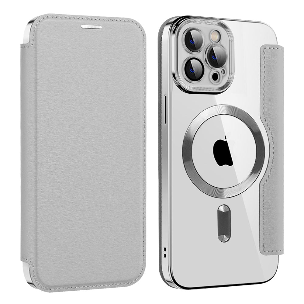 Coque MagSafe pour Apple iPhone 12 Pro, Techsuit, SmartMag Book, Gris