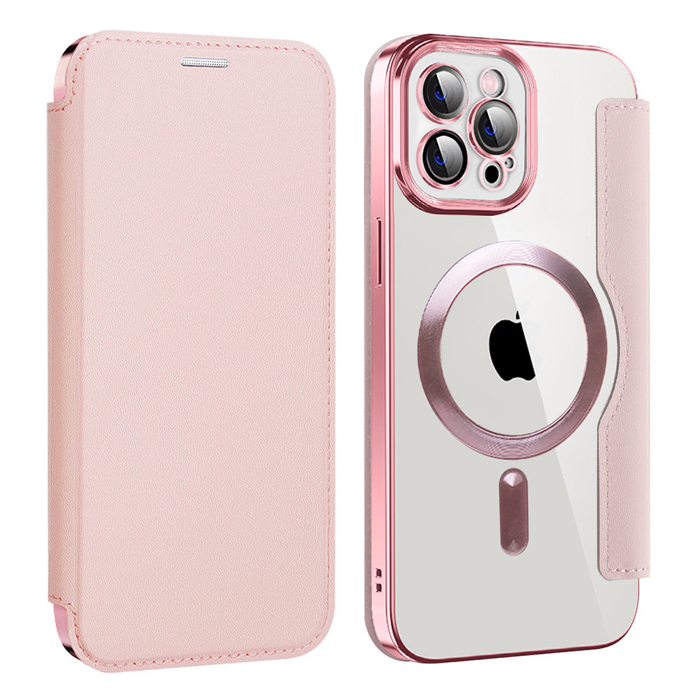 Custodia MagSafe per Apple iPhone 12 Pro, Techsuit, SmartMag Book, Rosa