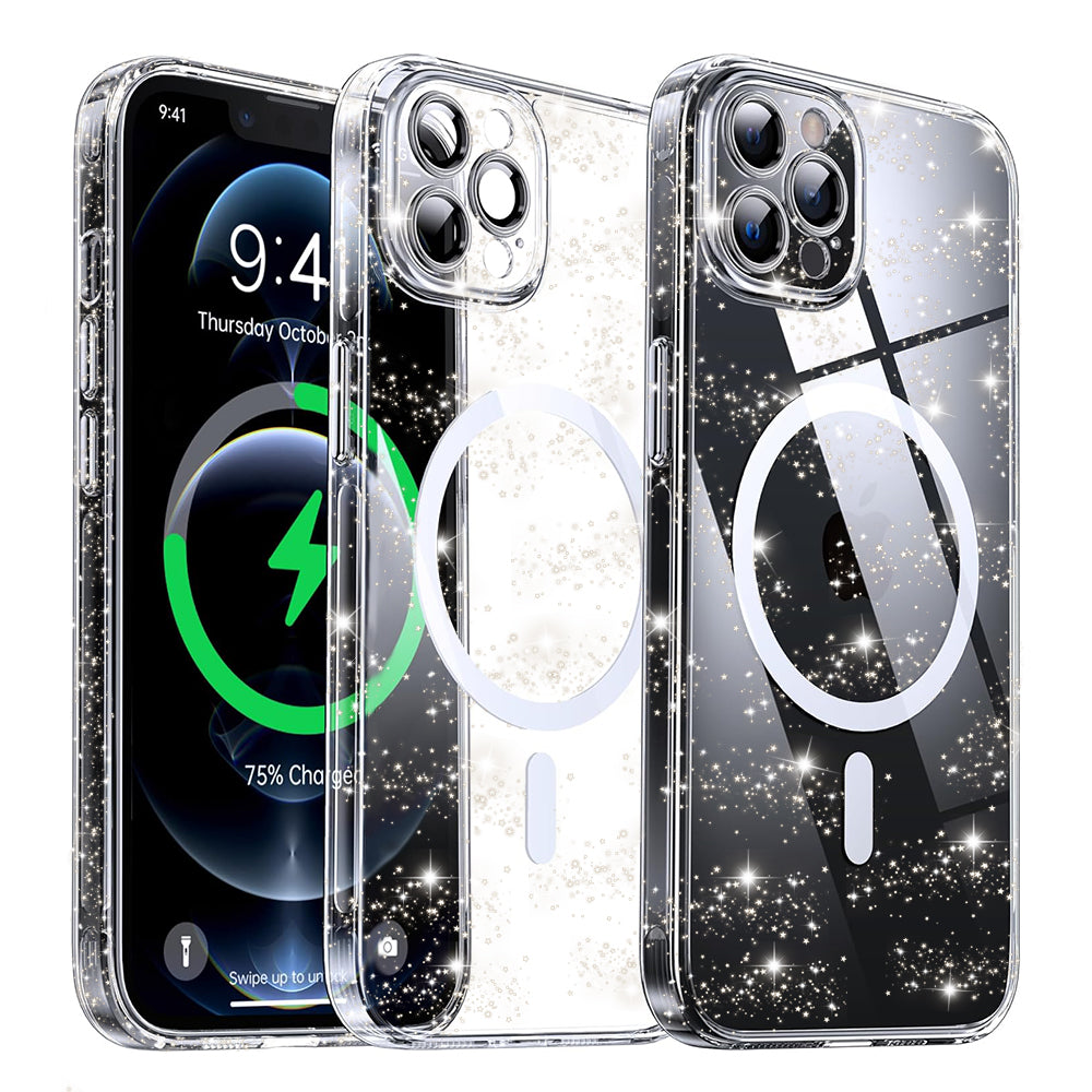 MagSafe-Hülle für Apple iPhone 12 Pro, Techsuit, SparkleSkin, Transparent
