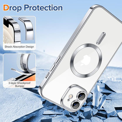 Coque MagSafe pour Apple iPhone 12, Techsuit, Luxury Crystal, Argentée