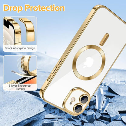 Custodia MagSafe per Apple iPhone 12, Techsuit, Luxury Crystal, Dorata