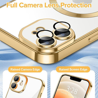 Custodia MagSafe per Apple iPhone 12, Techsuit, Luxury Crystal, Dorata