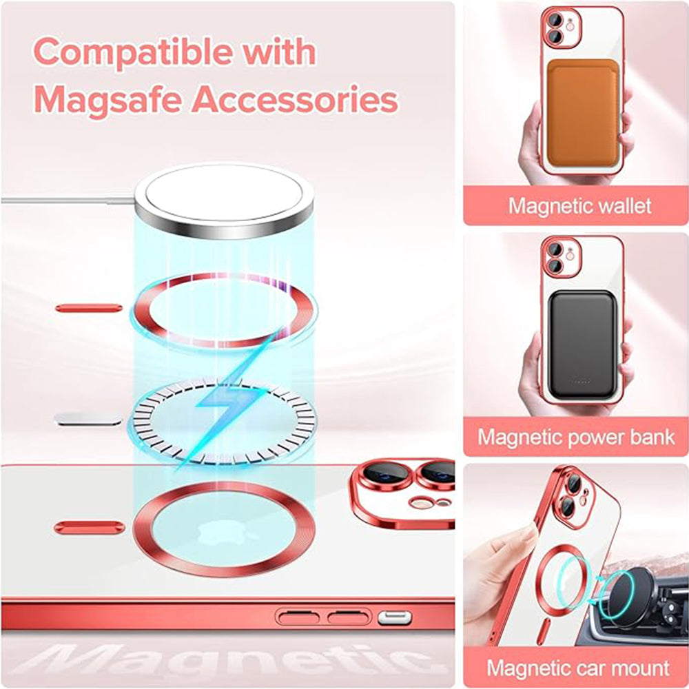 MagSafe-Hülle für Apple iPhone 12, Techsuit, Luxury Crystal, Rot