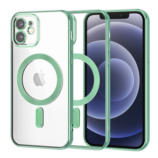 Custodia MagSafe per Apple iPhone 12, Techsuit, Luxury Crystal, Verde Chiaro