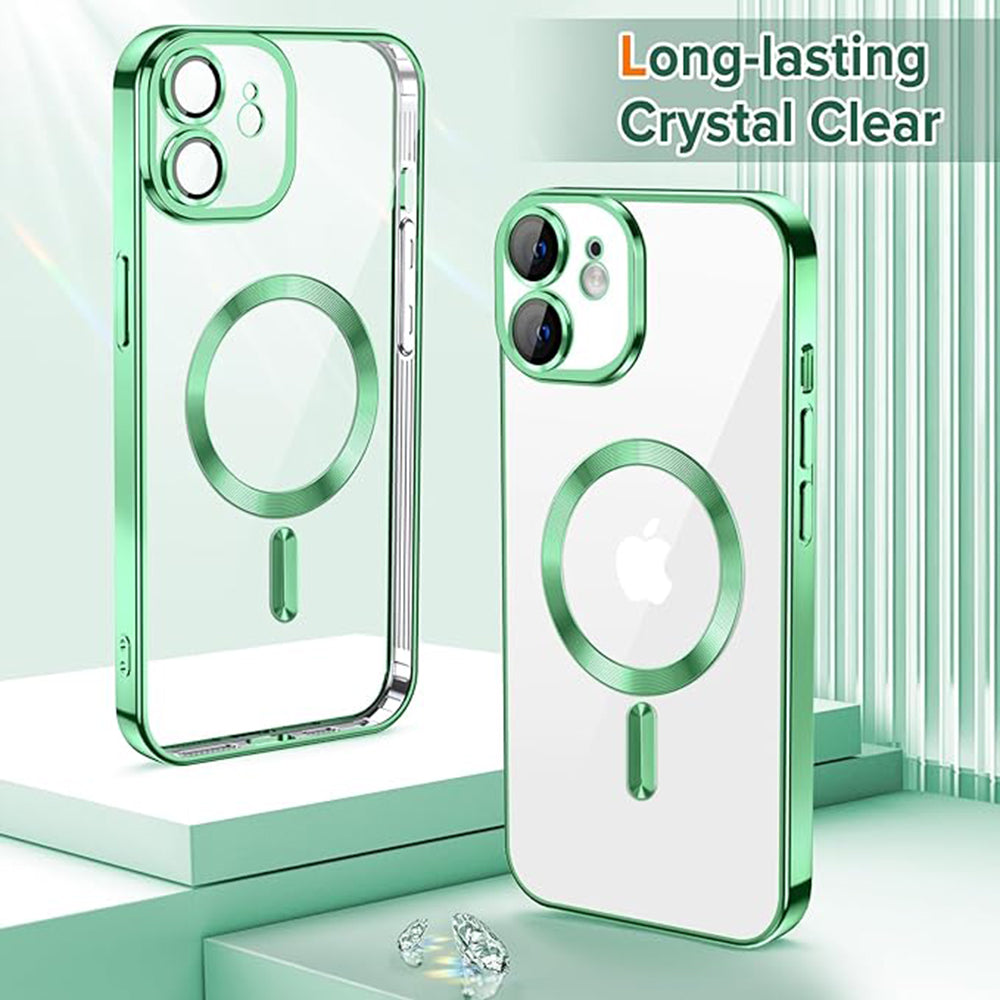 Coque MagSafe pour Apple iPhone 12, Techsuit, Luxury Crystal, Vert Clair