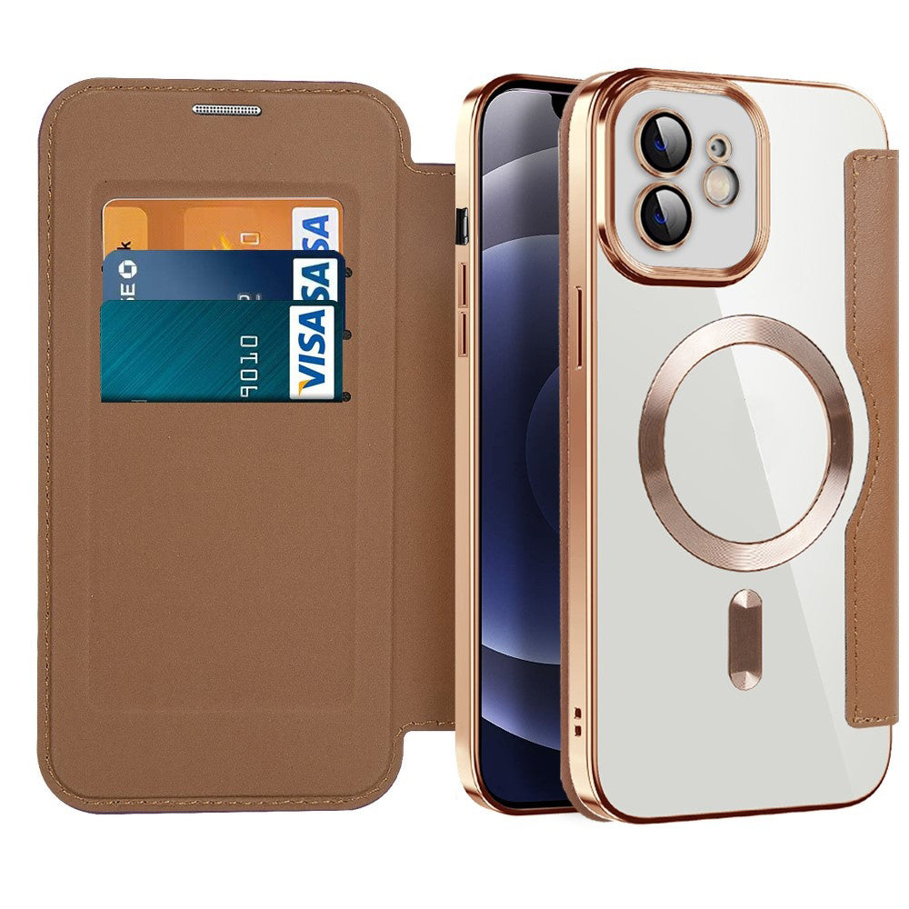 Coque MagSafe pour Apple iPhone 12, Techsuit, SmartMag Book, Marron