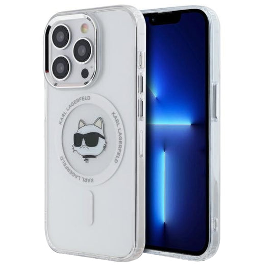 Custodia MagSafe per Apple iPhone 13 Pro, Karl Lagerfeld, IML Metal Choupette's Head, Bianca
