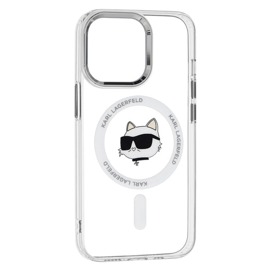 Custodia MagSafe per Apple iPhone 13 Pro, Karl Lagerfeld, IML Metal Choupette's Head, Bianca