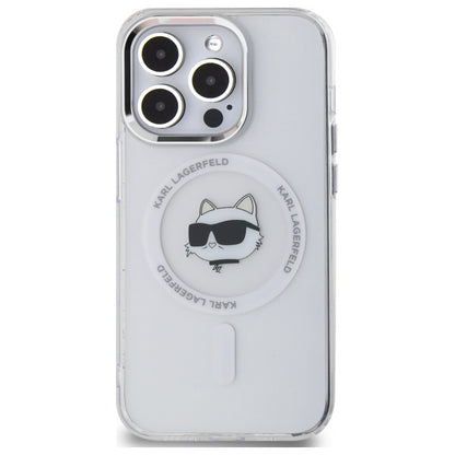 Coque MagSafe pour Apple iPhone 13 Pro Max, Karl Lagerfeld, IML Metal Choupette's Head, Blanche