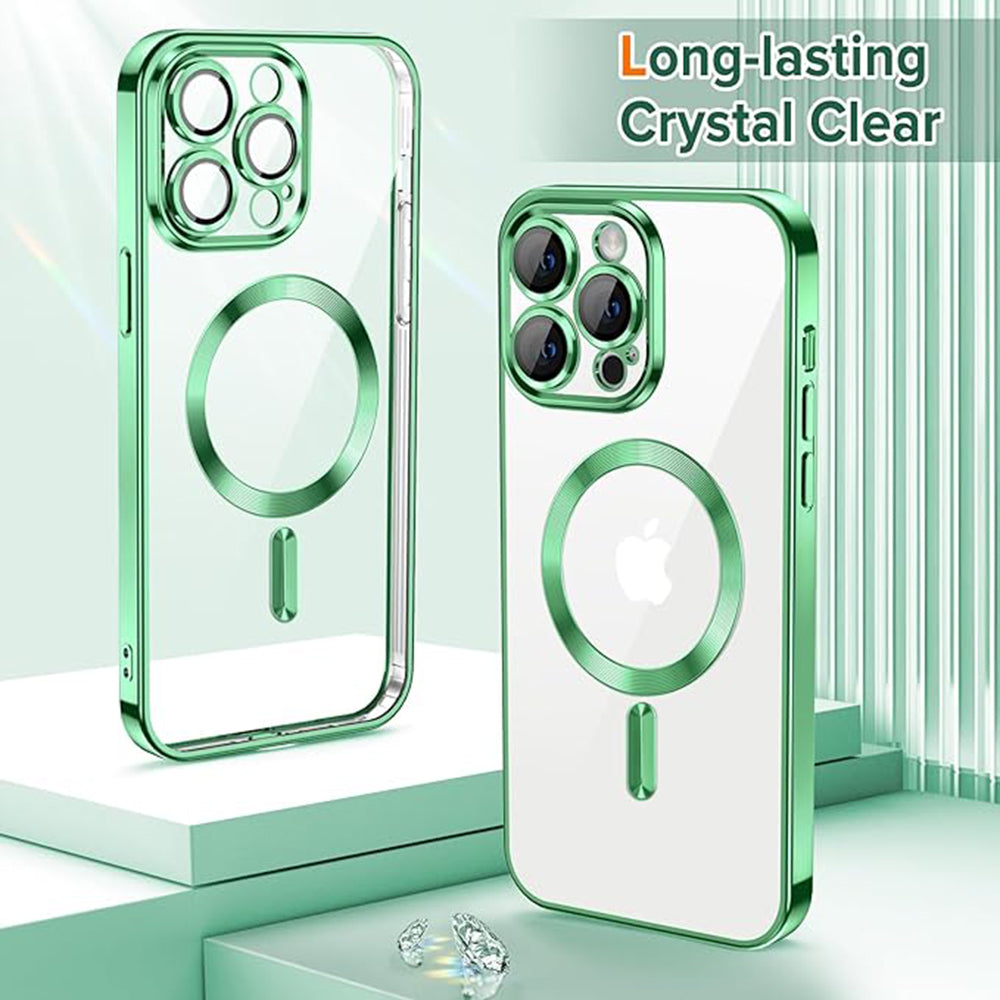 Coque MagSafe pour Apple iPhone 13 Pro Max, Techsuit, Luxury Crystal, Vert Clair