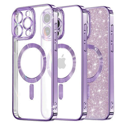 Coque MagSafe pour Apple iPhone 13 Pro Max, Techsuit, Luxury Glitter, Violet Clair