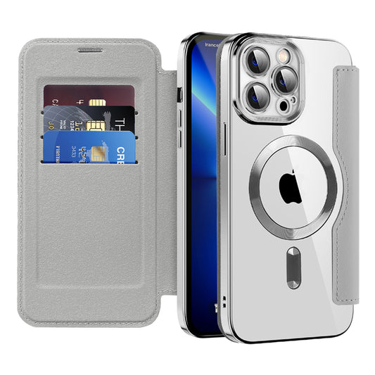 Coque MagSafe pour Apple iPhone 13 Pro Max, Techsuit, SmartMag Book, Gris