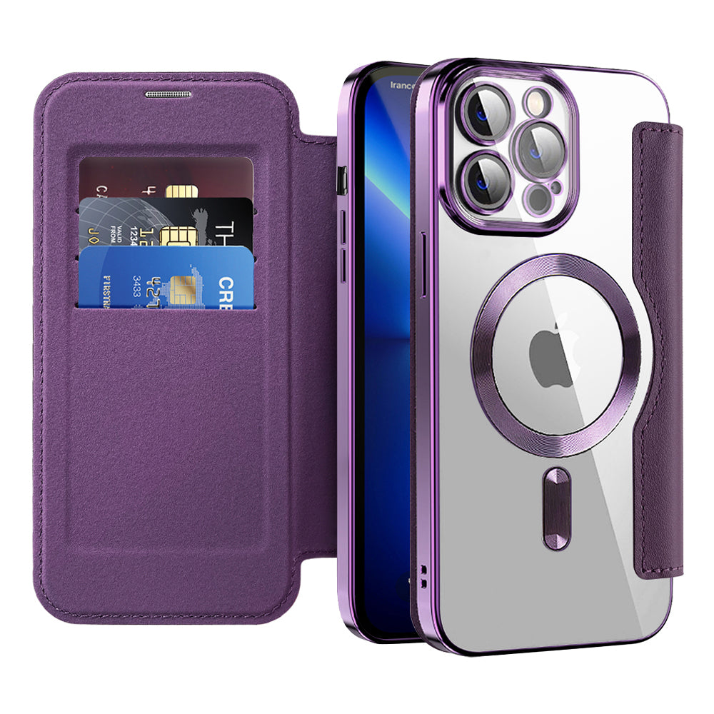 Custodia MagSafe per Apple iPhone 13 Pro Max, Techsuit, SmartMag Book, Viola