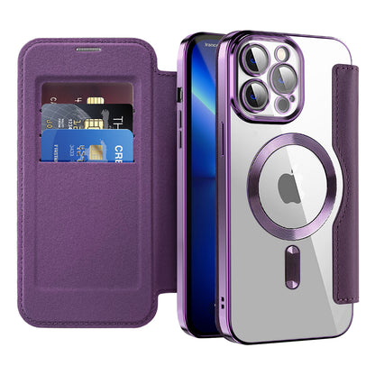 Custodia MagSafe per Apple iPhone 13 Pro Max, Techsuit, SmartMag Book, Viola