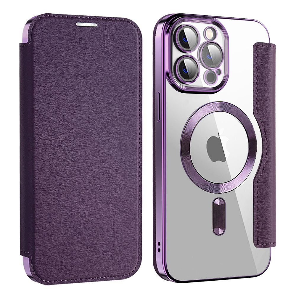 Custodia MagSafe per Apple iPhone 13 Pro Max, Techsuit, SmartMag Book, Viola