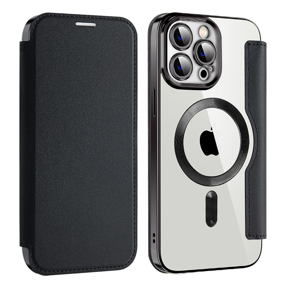 Custodia MagSafe per Apple iPhone 13 Pro Max, Techsuit, SmartMag Book, Nera