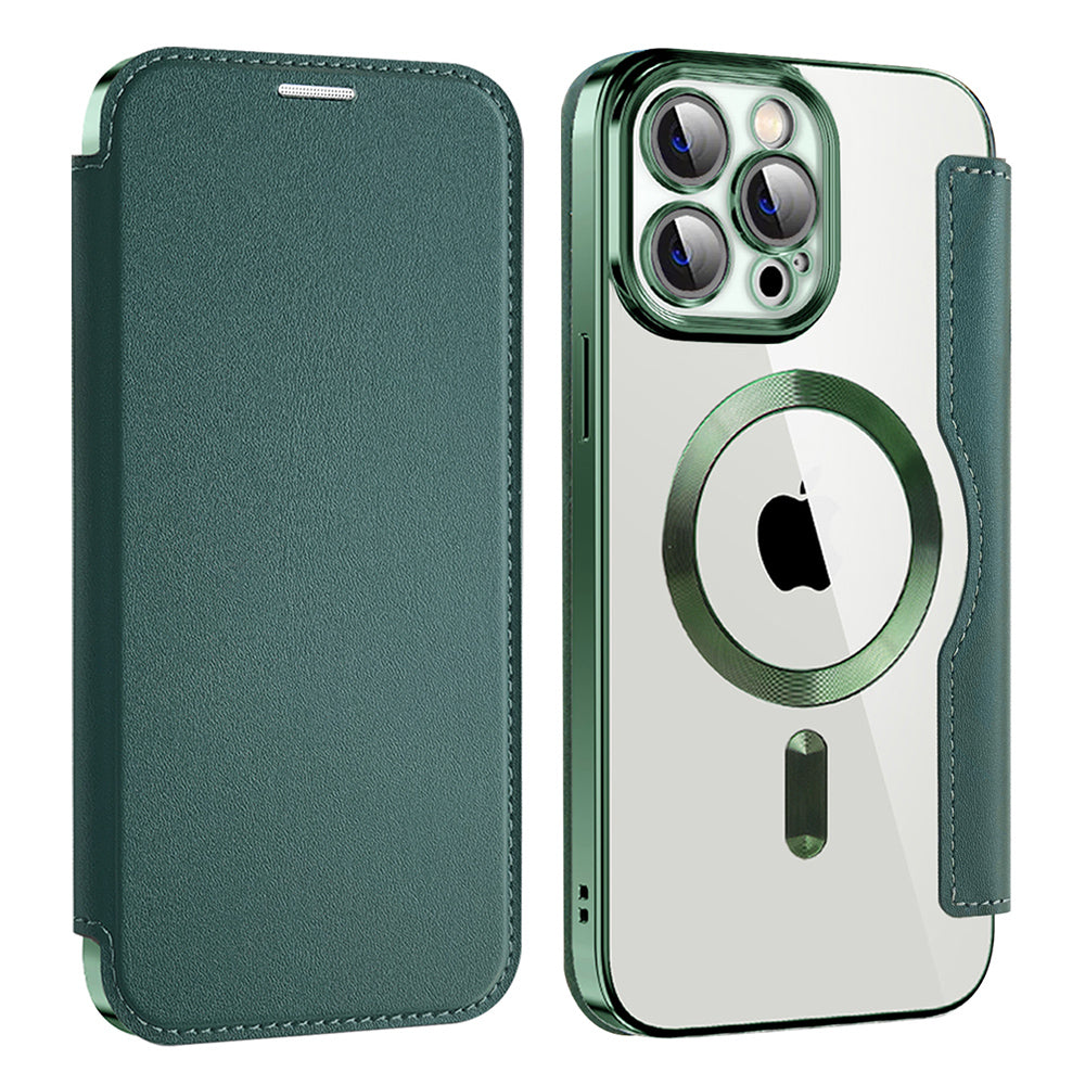 MagSafe Case for Apple iPhone 13 Pro Max, Techsuit, SmartMag Book, Green