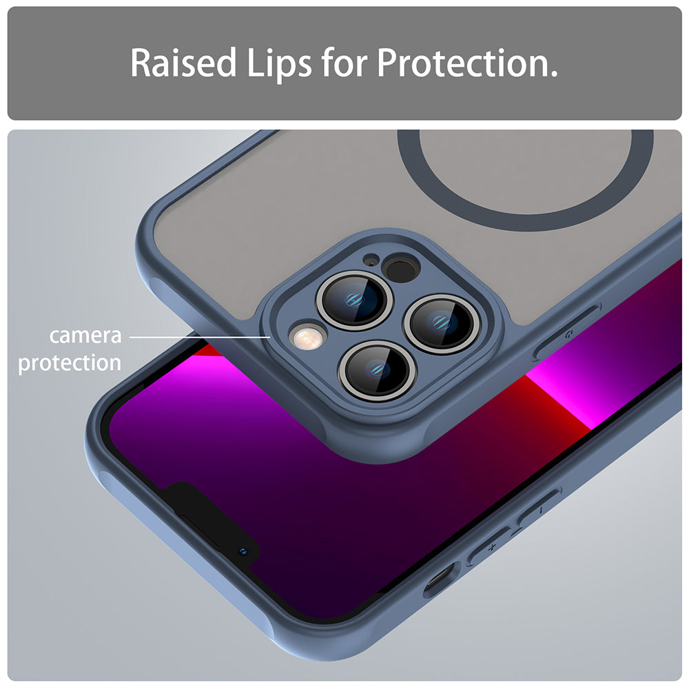 Custodia MagSafe per Apple iPhone 13 Pro, Techsuit, HaloFrost II, Blu Navy