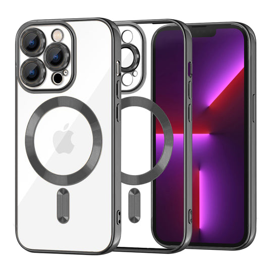 MagSafe-Hülle für Apple iPhone 13 Pro, Techsuit, Luxury Crystal, Schwarz