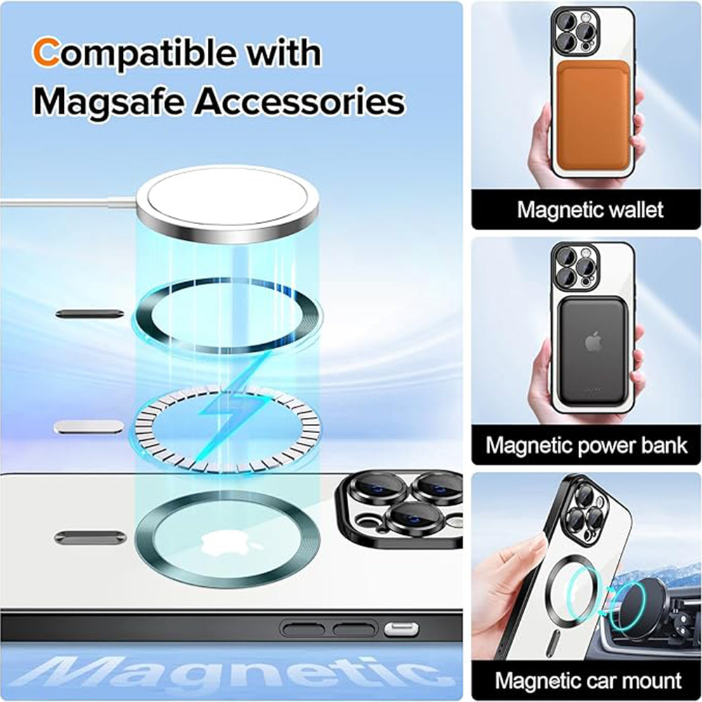 MagSafe-Hülle für Apple iPhone 13 Pro, Techsuit, Luxury Crystal, Schwarz