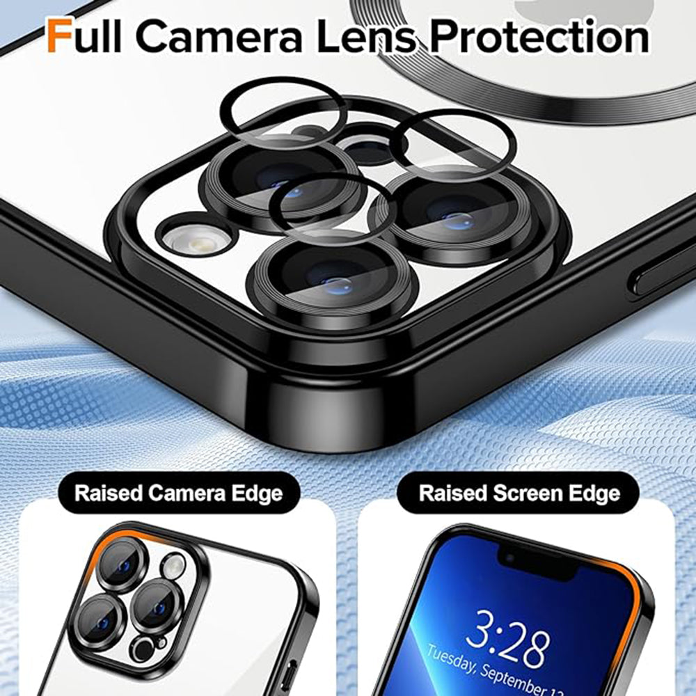 MagSafe-Hülle für Apple iPhone 13 Pro, Techsuit, Luxury Crystal, Schwarz