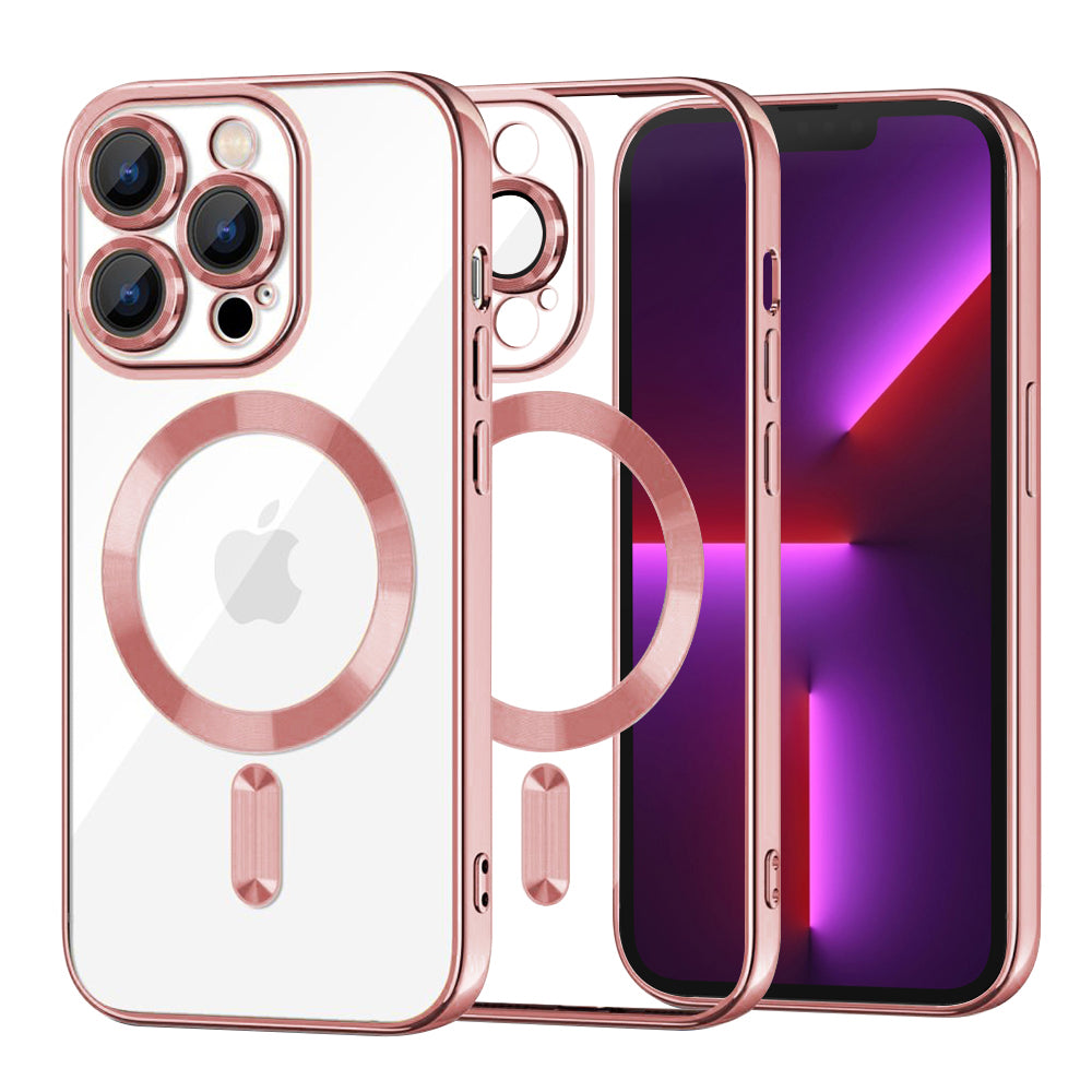 Coque MagSafe pour Apple iPhone 13 Pro, Techsuit, Luxury Crystal, Rose