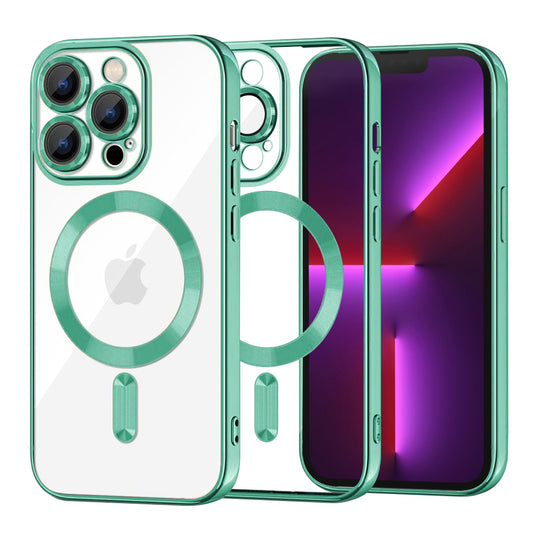 Custodia MagSafe per Apple iPhone 13 Pro, Techsuit, Luxury Crystal, Verde Chiaro