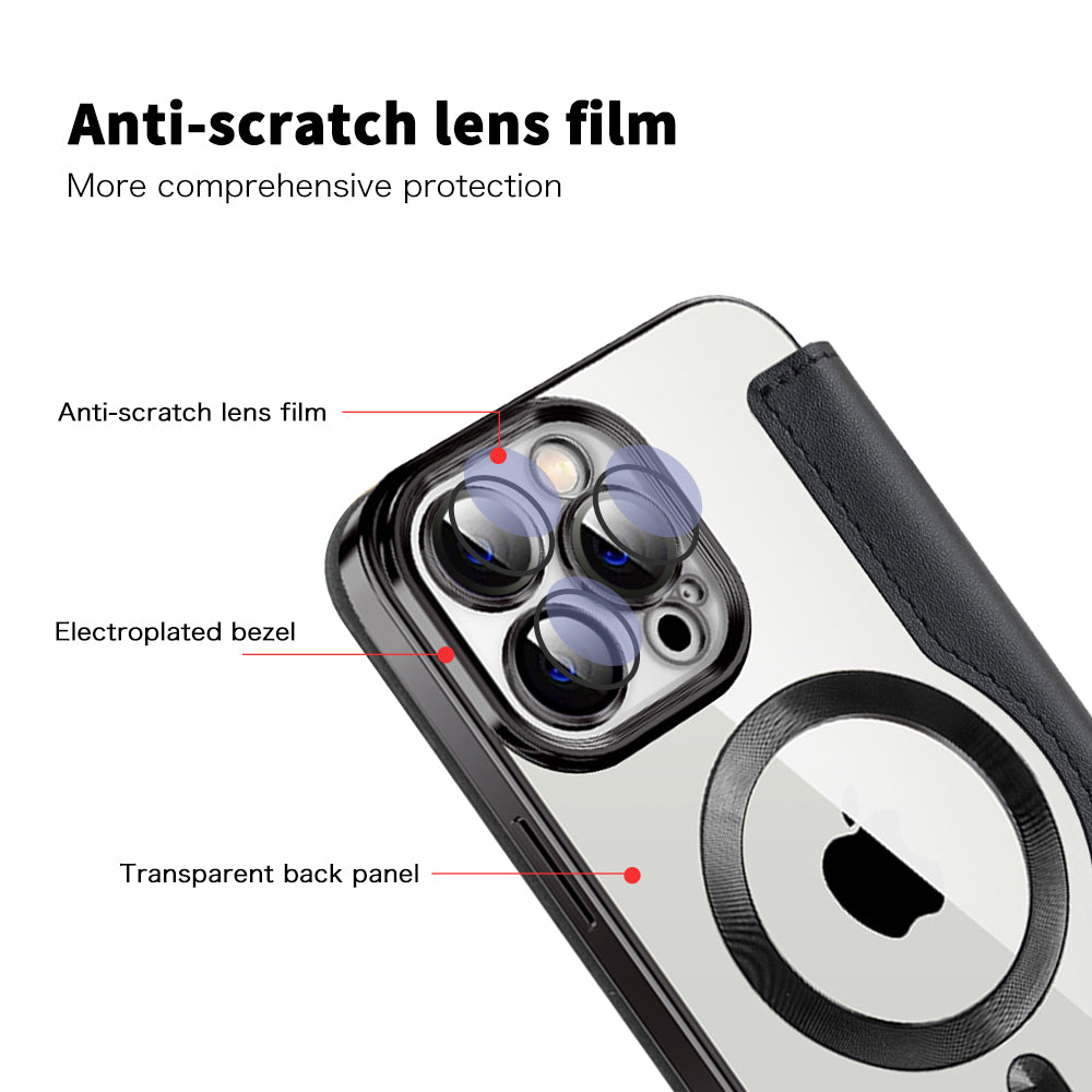 Custodia MagSafe per Apple iPhone 13 Pro, Techsuit, SmartMag Book, Nera